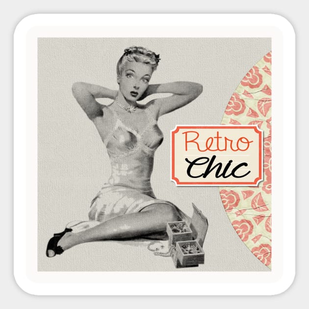 Vintage Pinup Girl Black and White Retro Chic Pin Up Girl Sticker by DANPUBLIC